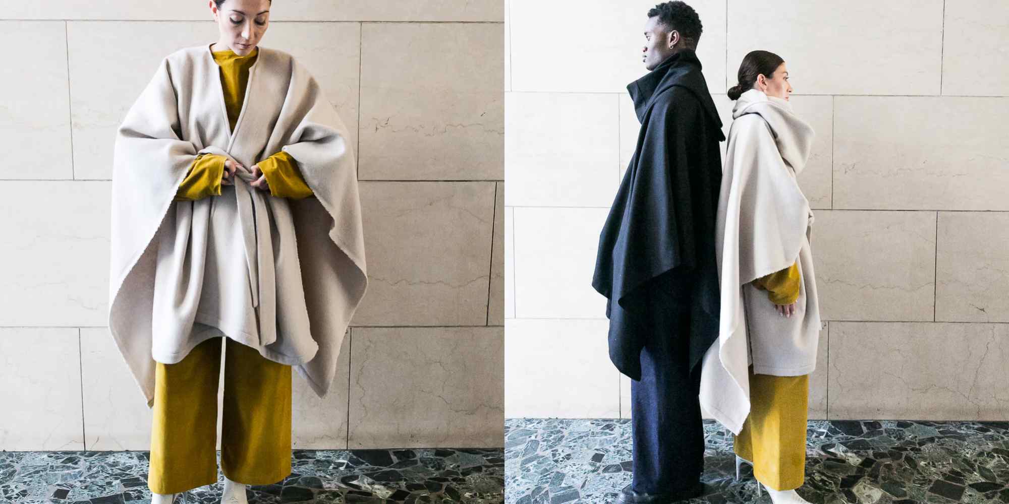 recycled wool cape from zerobarracento