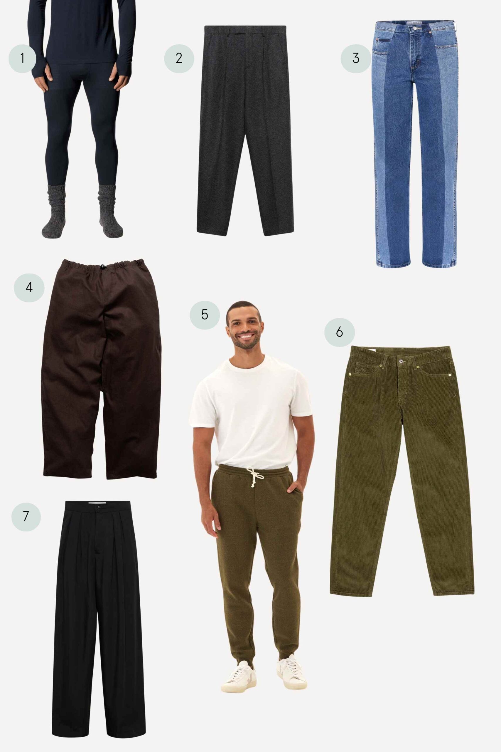 collage of sustainable mens winter clothing