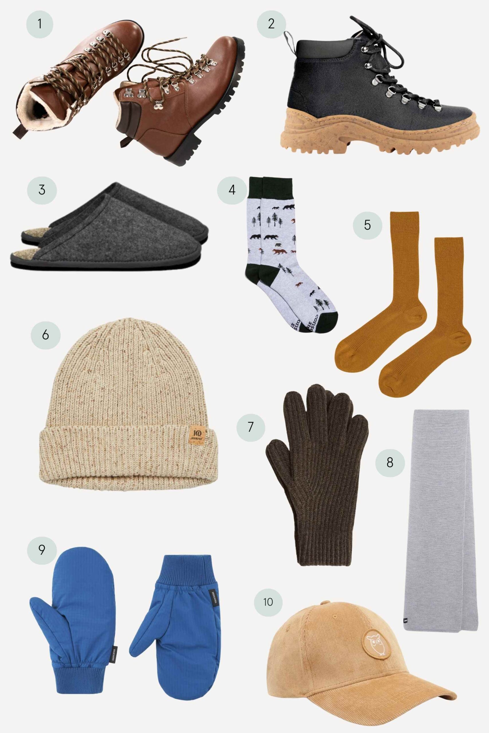 collage of sustainable mens shoes and accessories