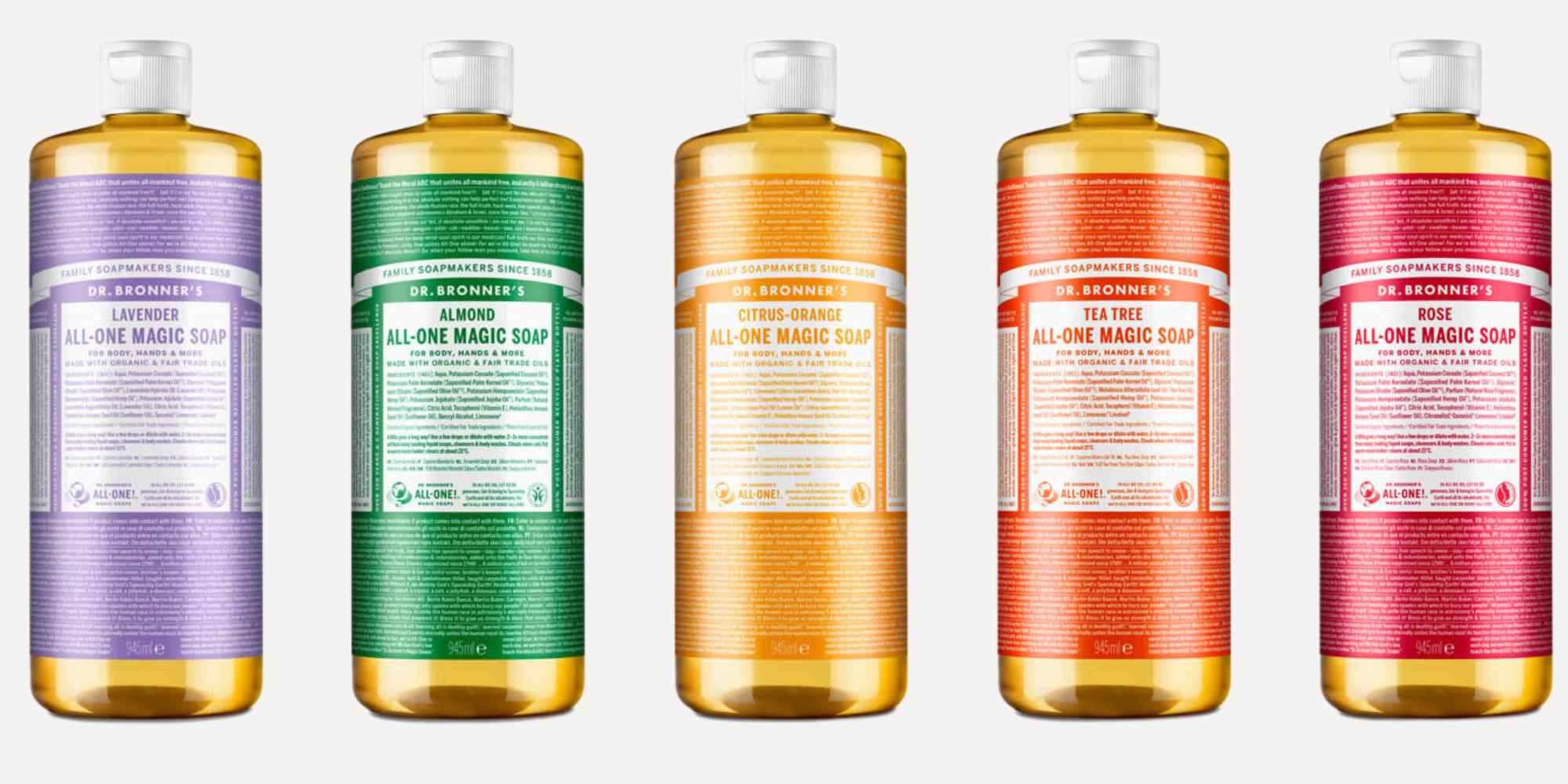 liquid soaps from dr bronner's
