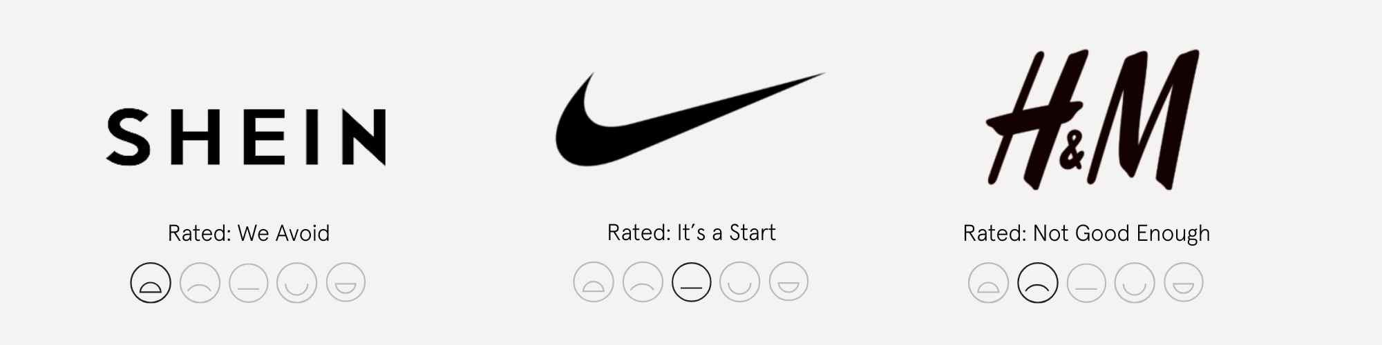 most searched brands on good on you 2024 - shein, nike, and h&m