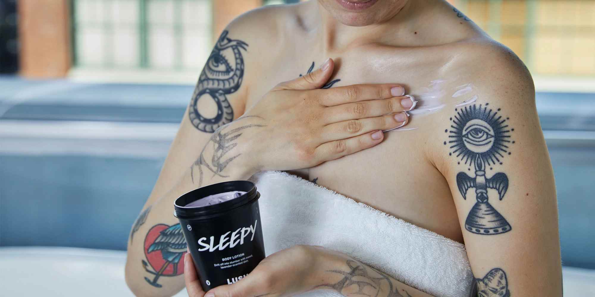 person applying product from lush