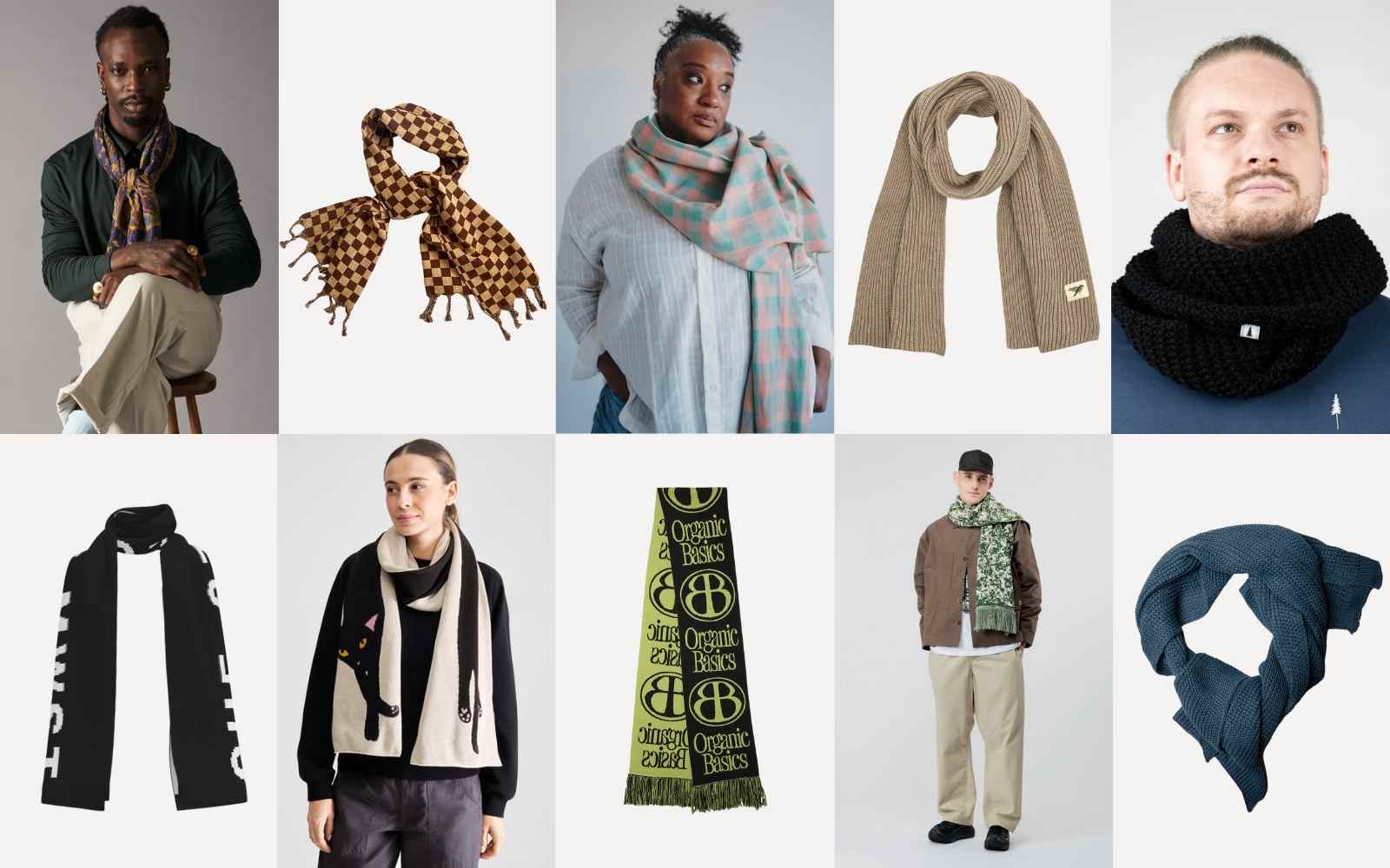 collage of vegan scarves