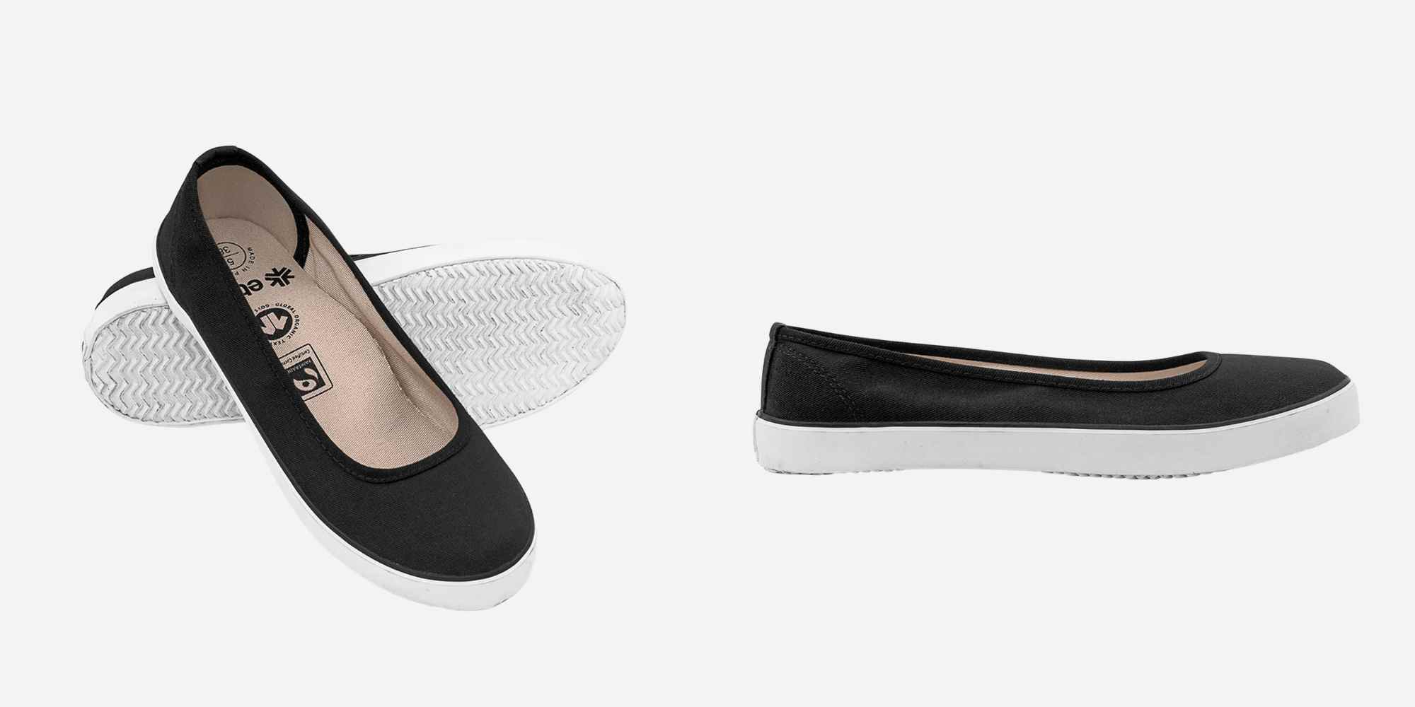organic cotton and natural rubber ballet flats from etiko