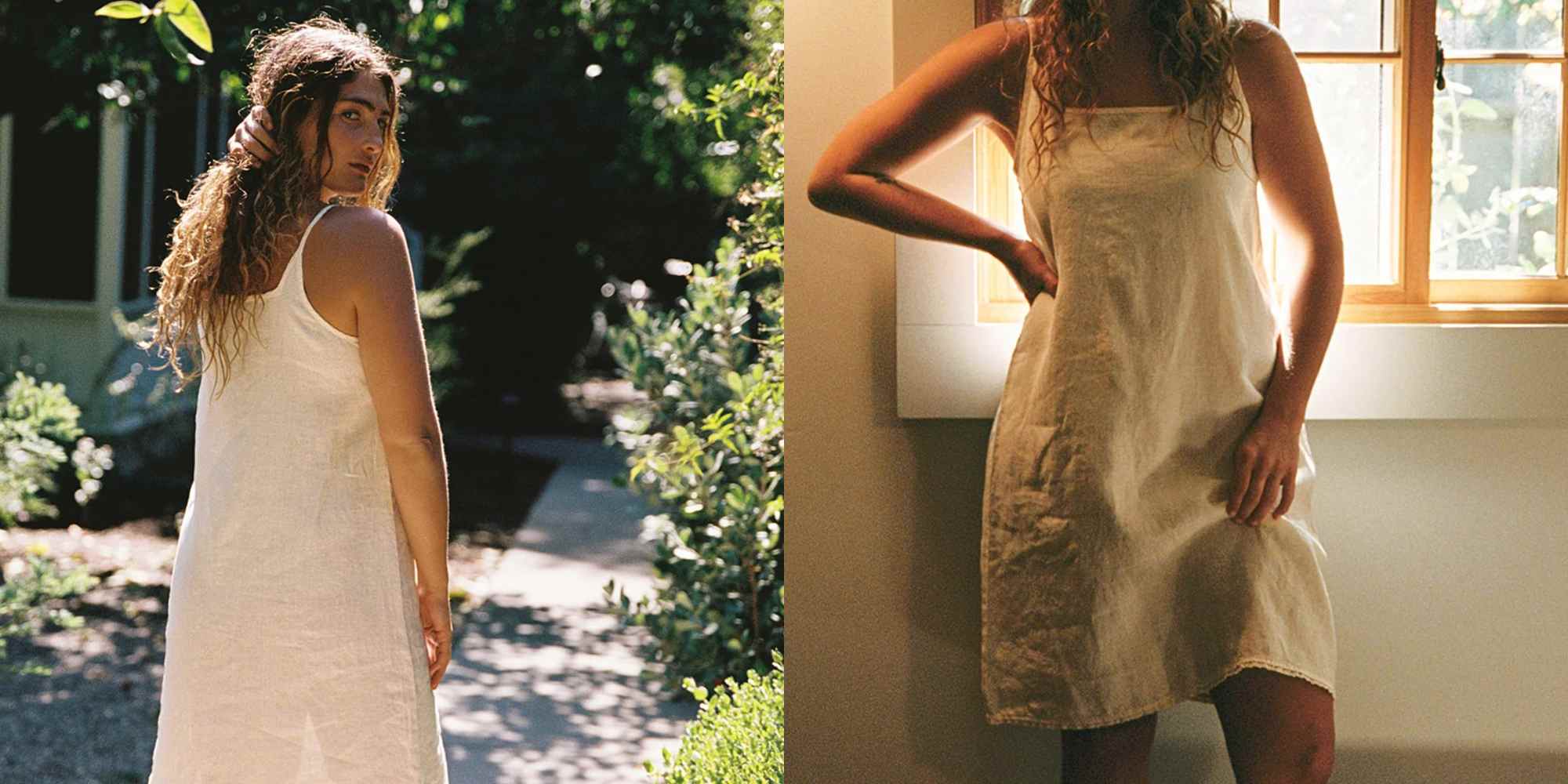 white linen dress from la relaxed
