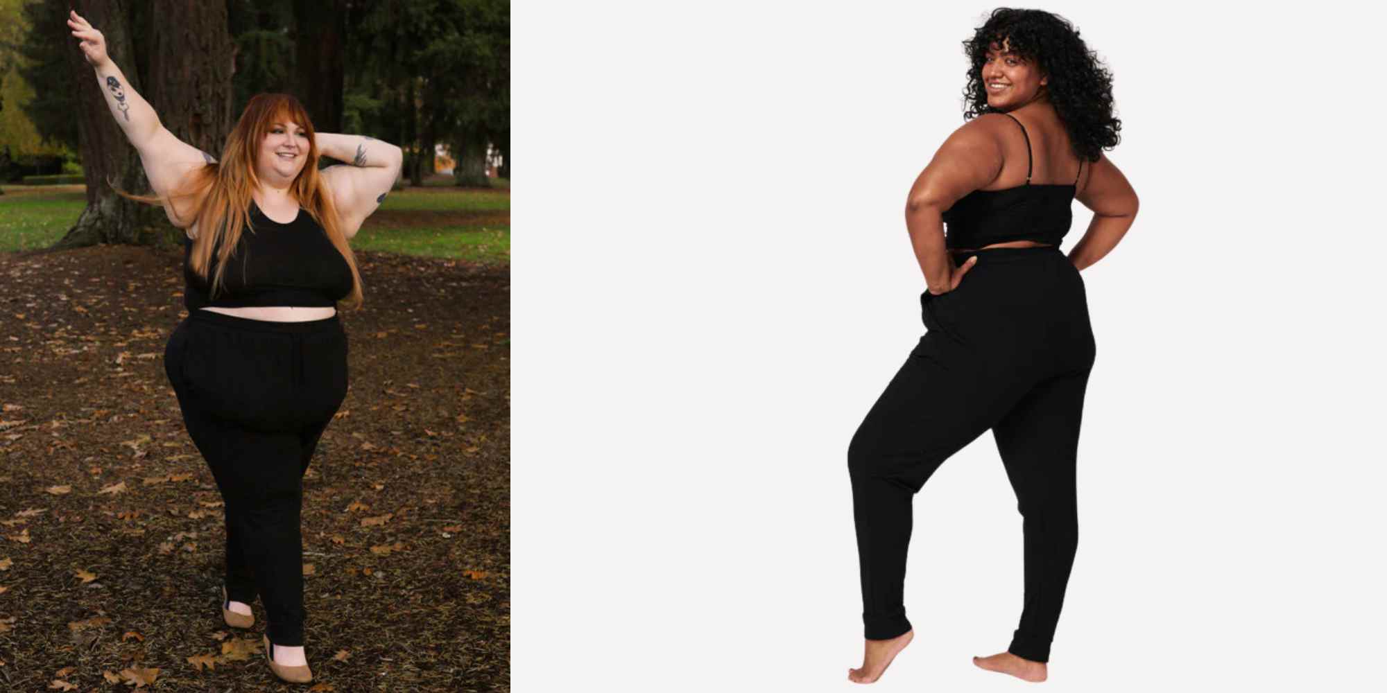 people wearing size inclusive joggers from miakoda