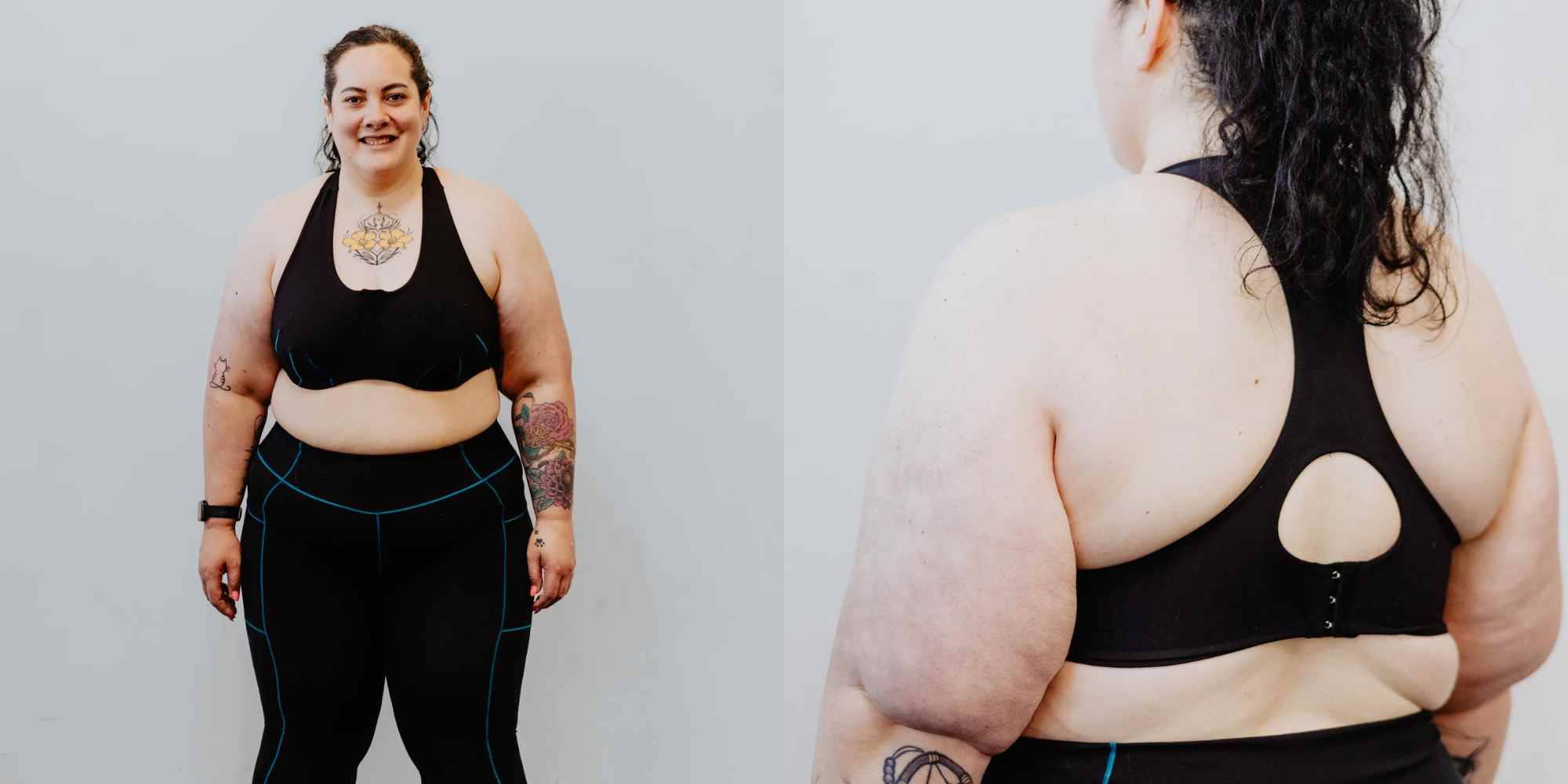 person wearing size inclusive sports bra from nisa