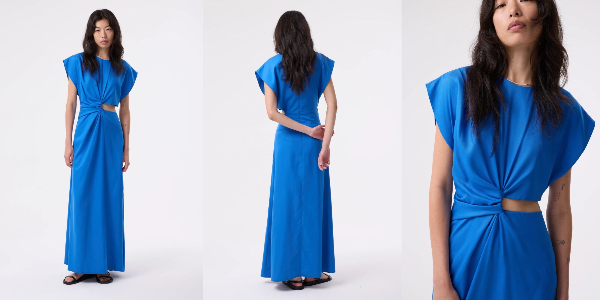 blue gathered dress from akyn
