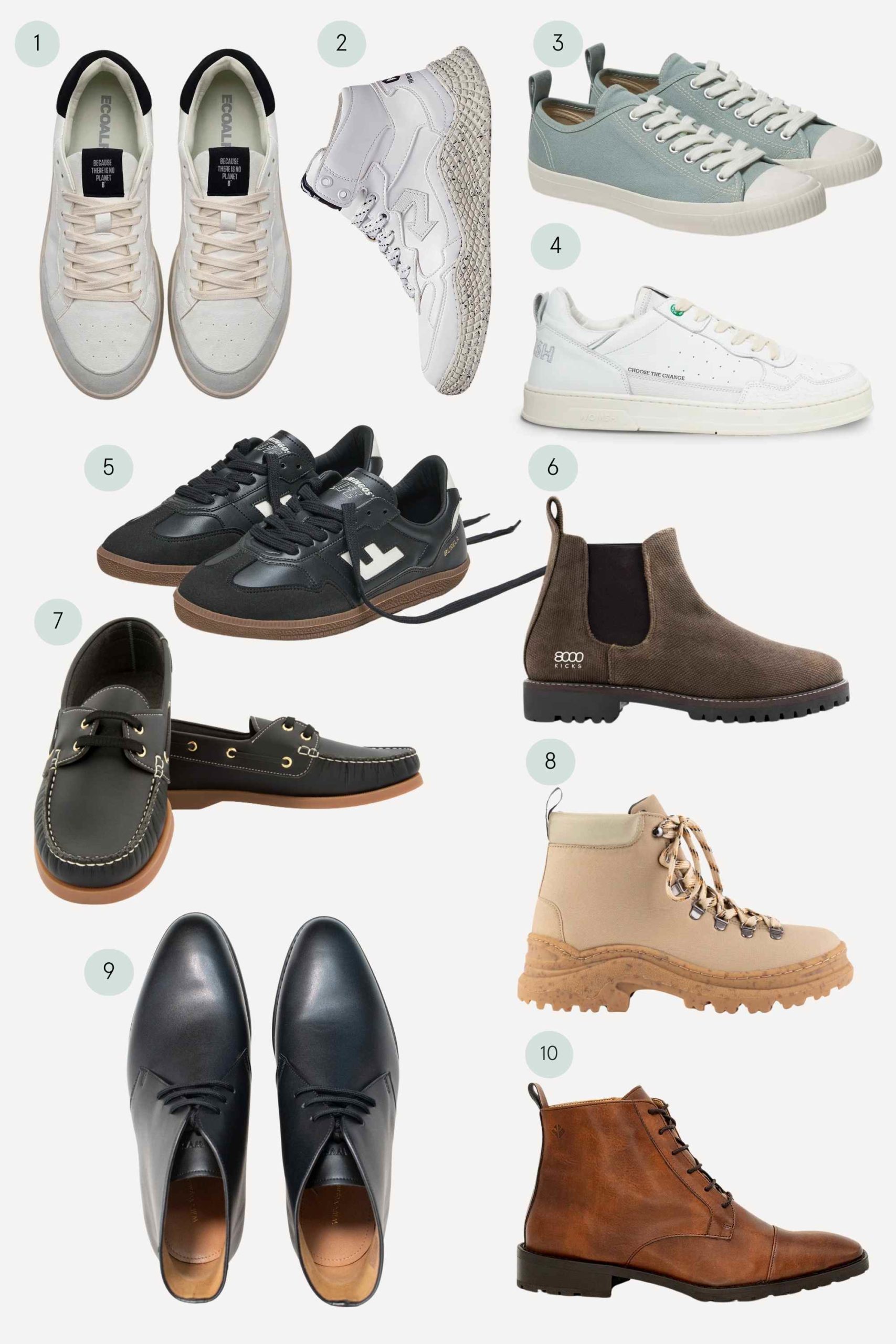collage of more sustainable men's shoes