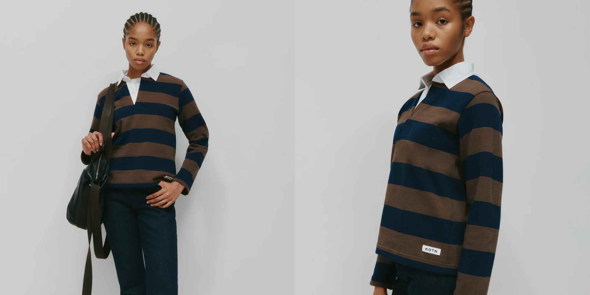 person wearing rugby shirt from kotn