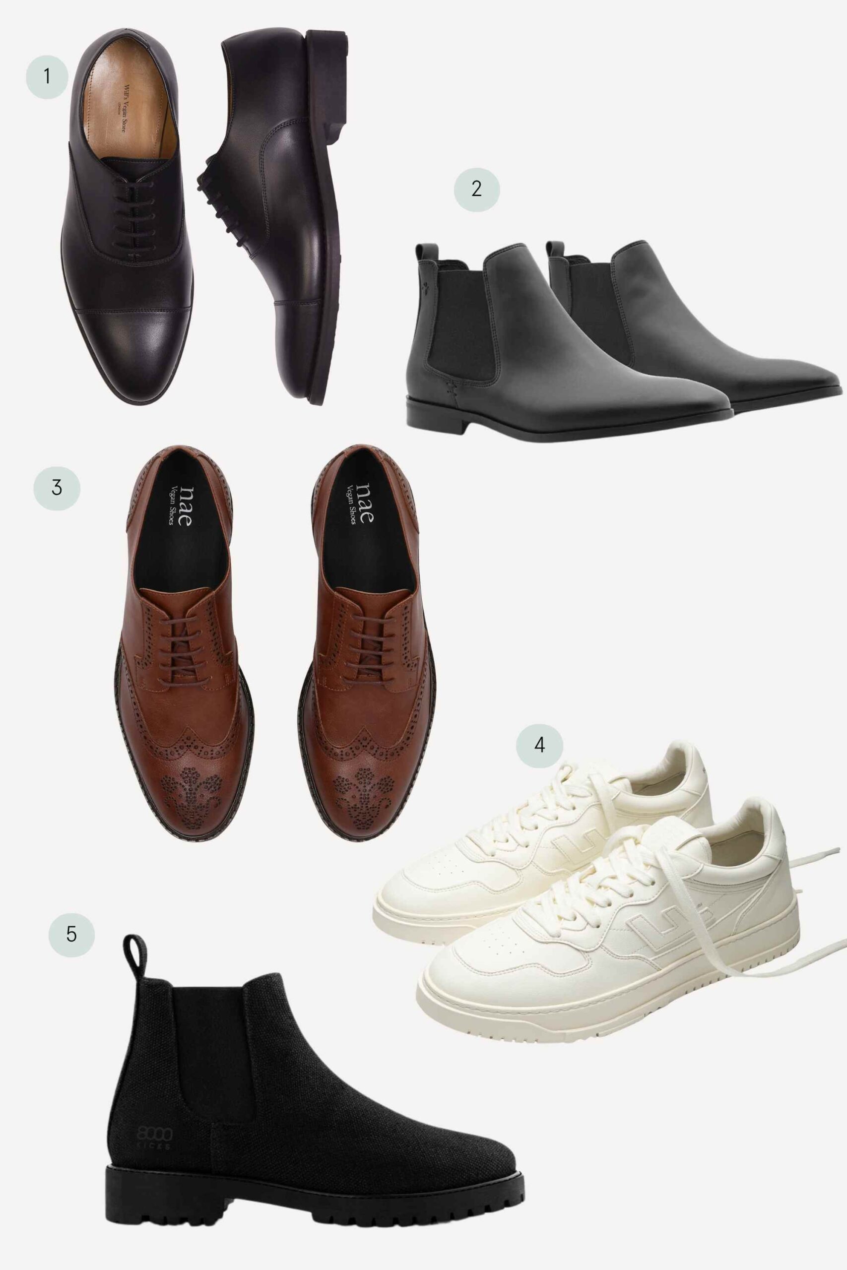 collage of more sustainable men's dress shoes