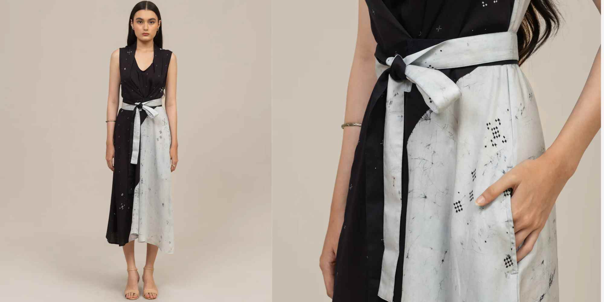 contrast printed wedding guest dress from sukkhacitta