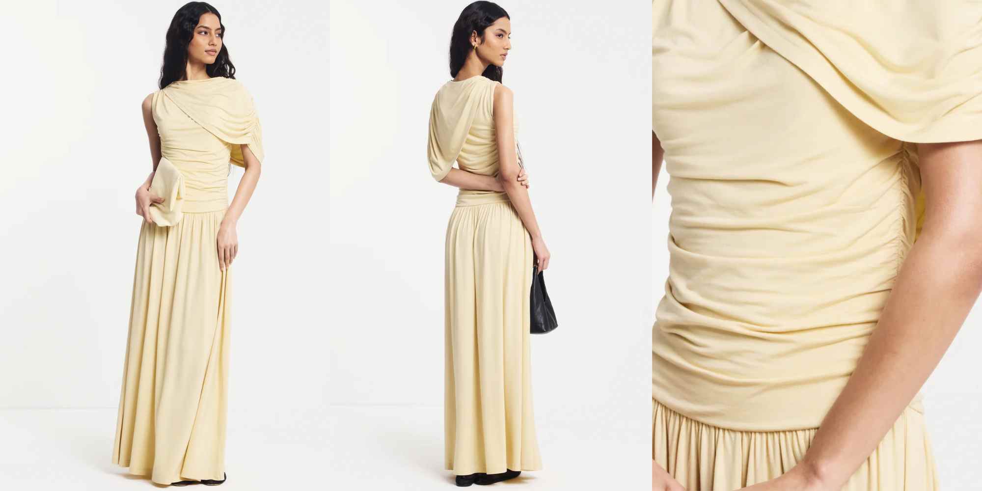 draped wedding guest dress from ninety percent
