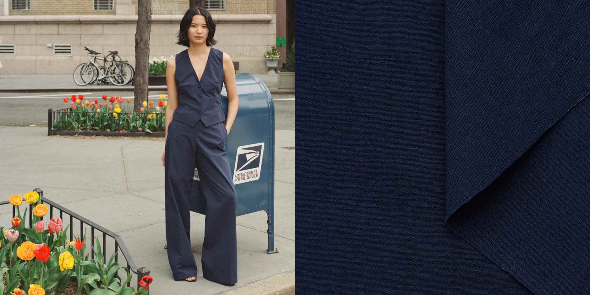 navy waistcost and trousers from facettes studio