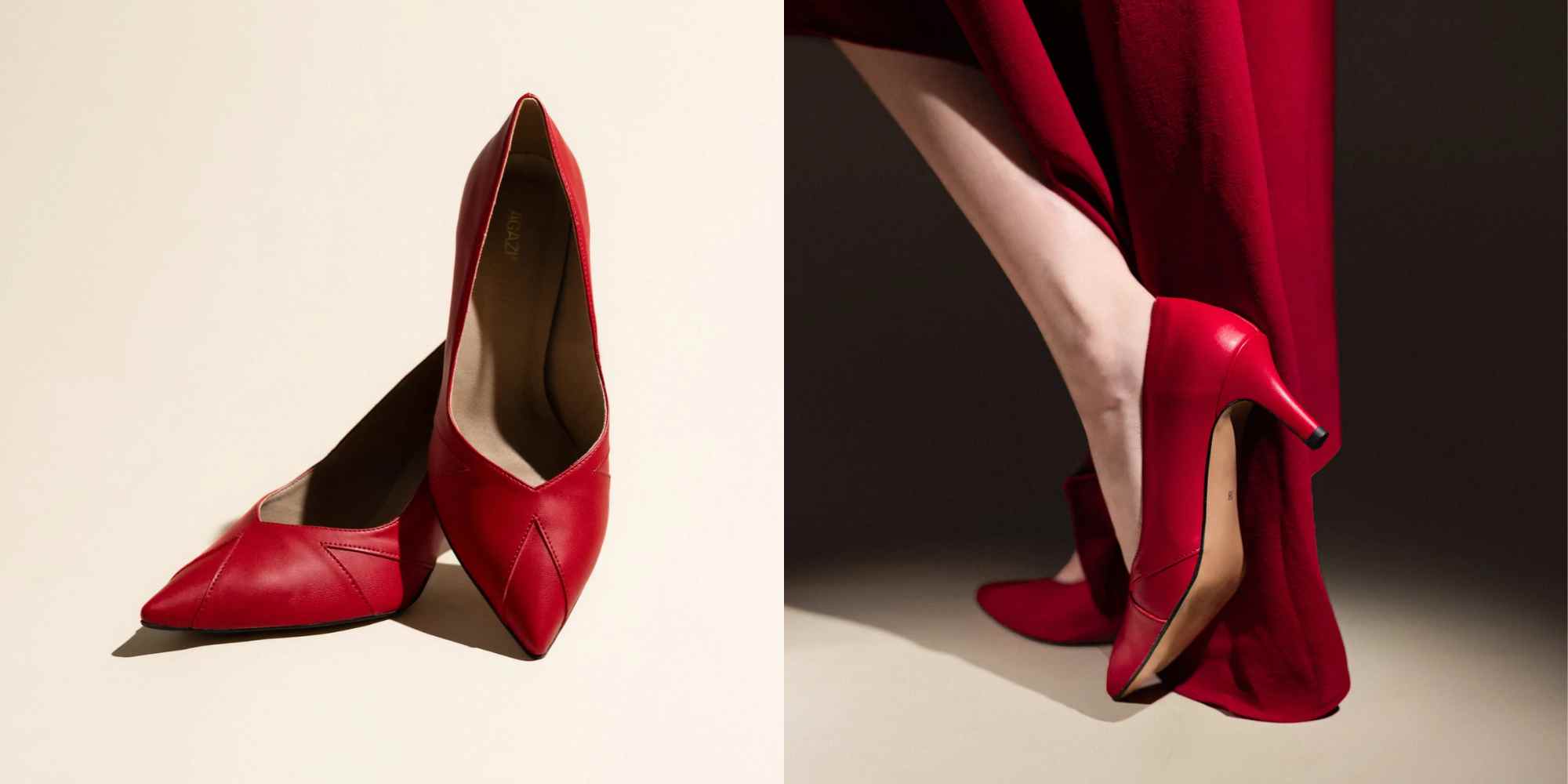 red vegan heels from agazi