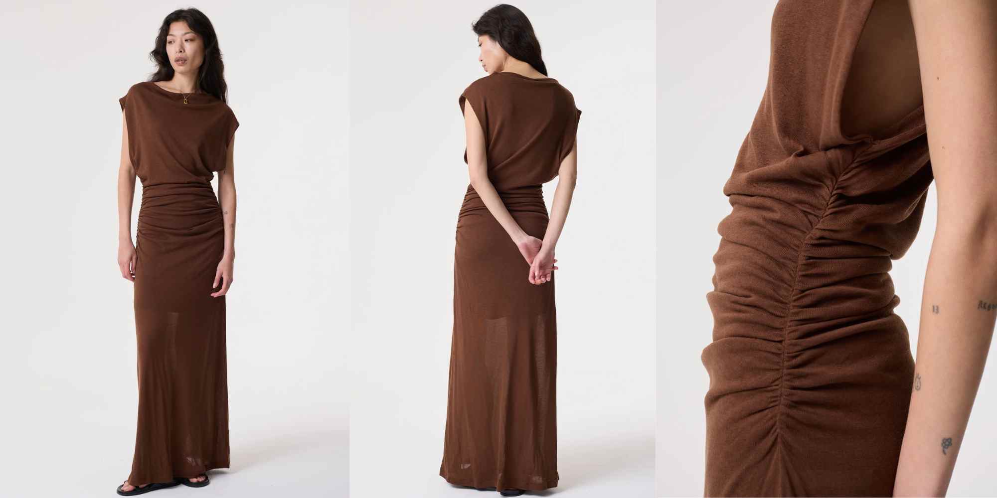 ruched wedding guest dress from akyn