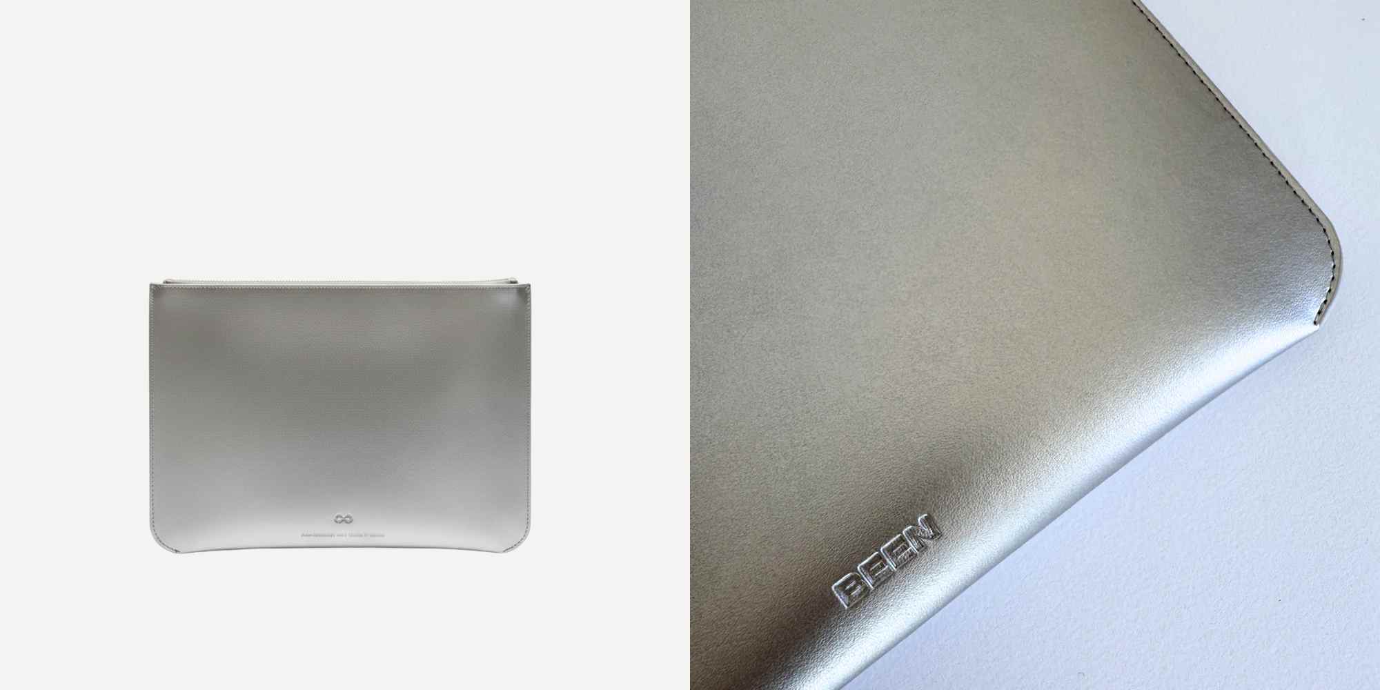 silver clutch bag from been london