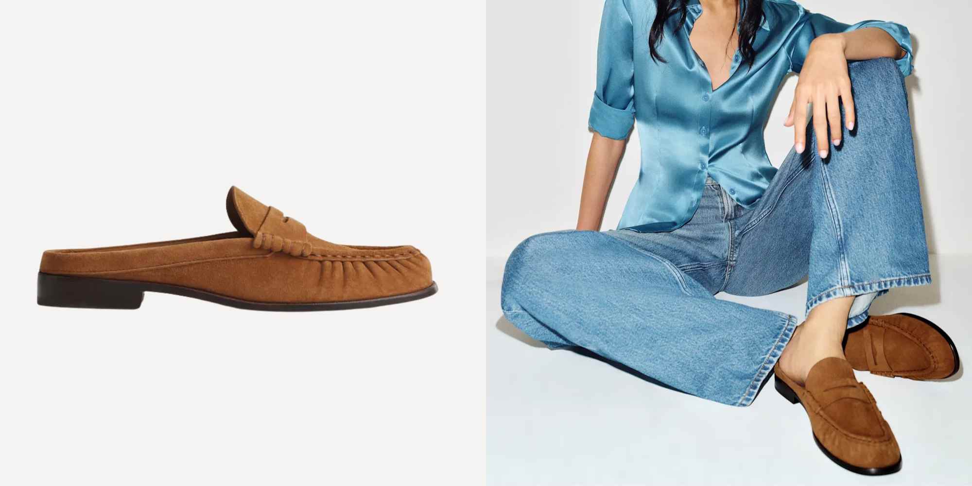 brown suede loafers from reformation