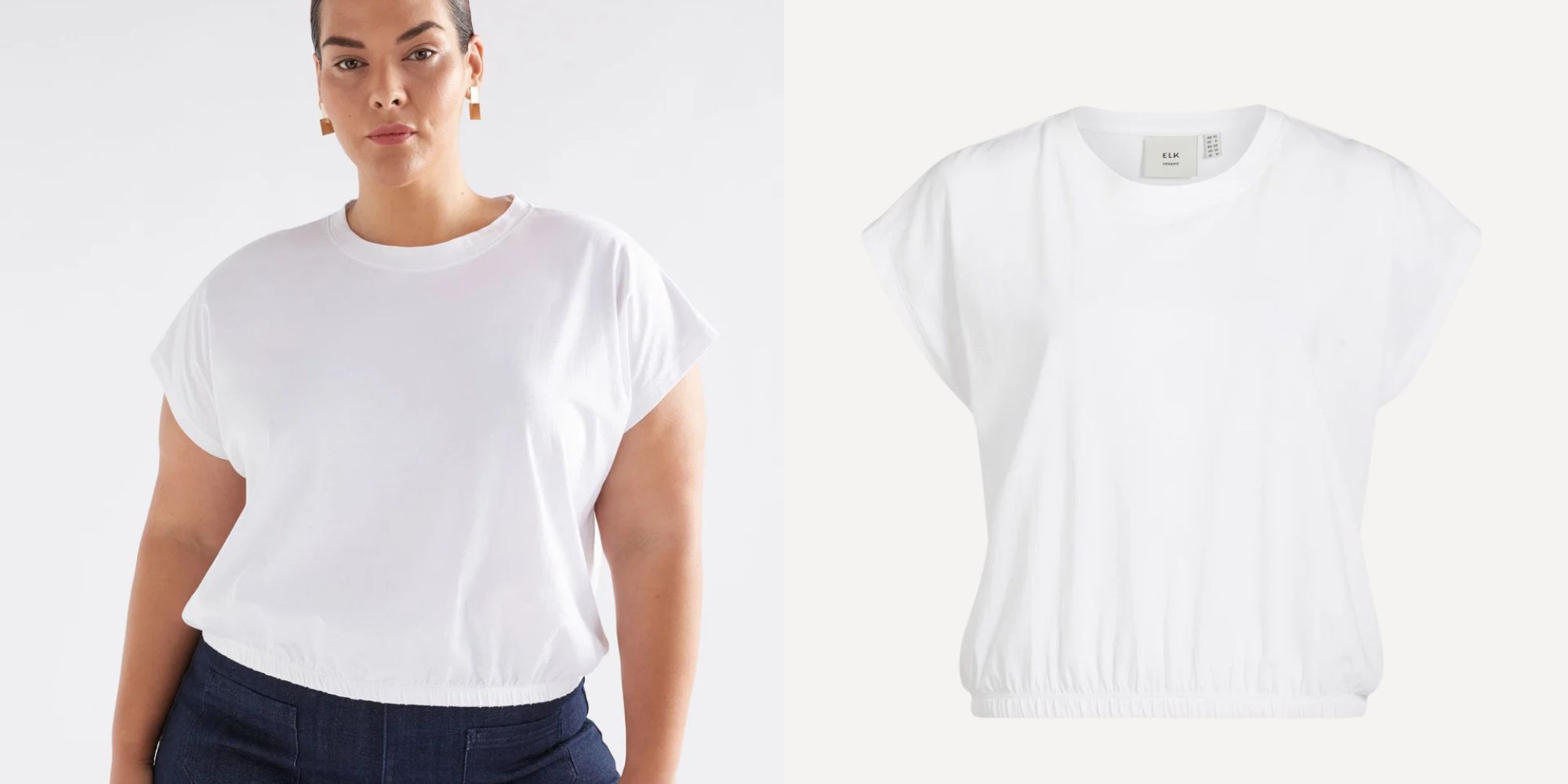 white elasticated hem tee from elk