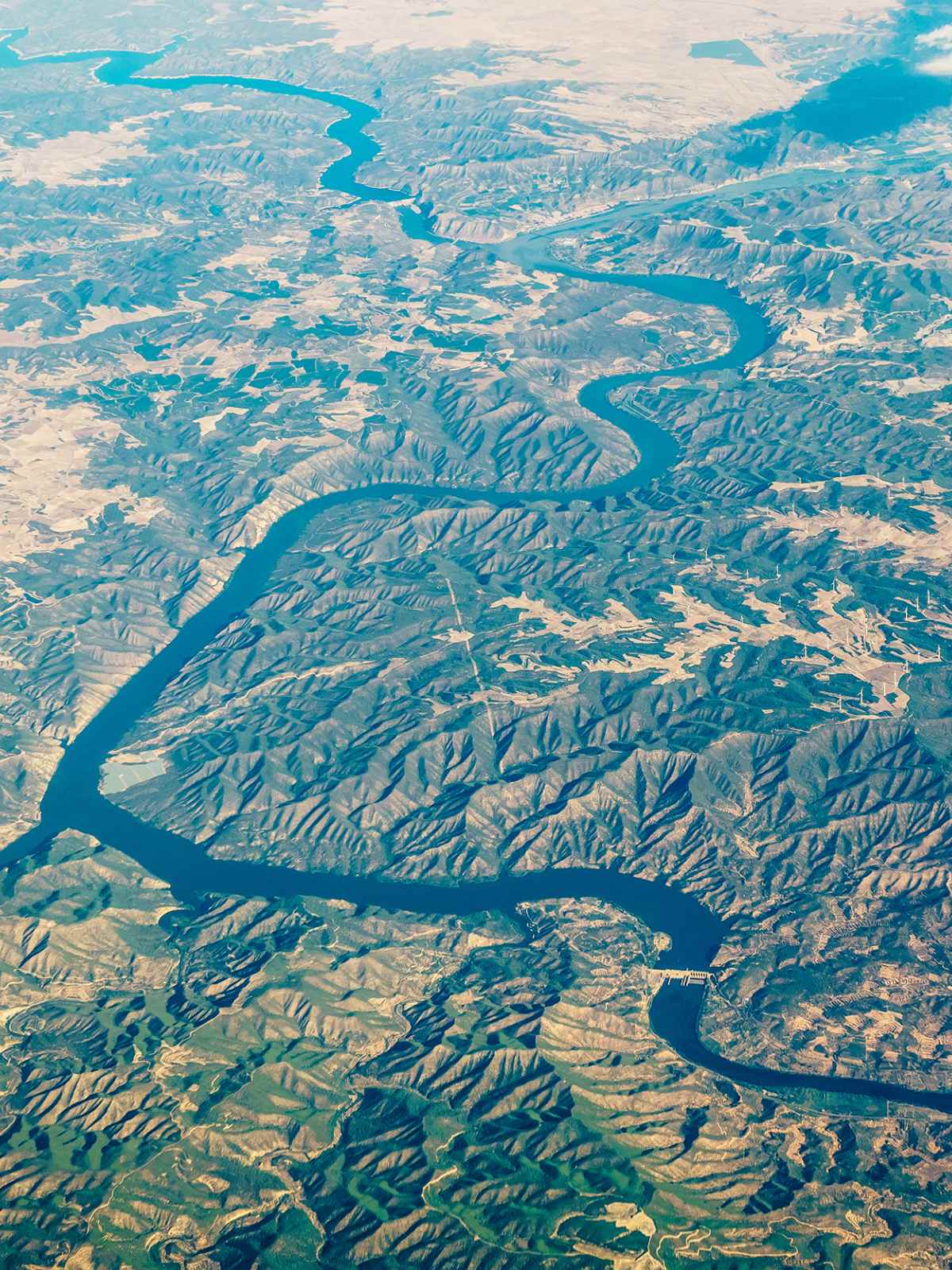 river and mountains seen from above