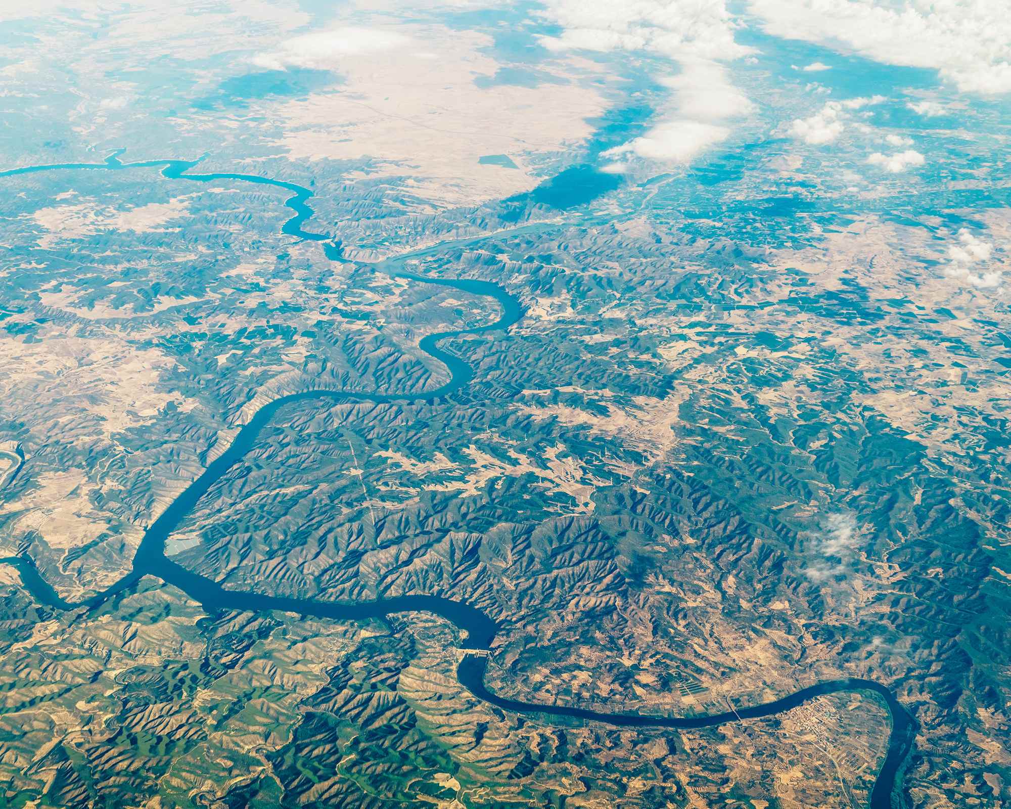 river and mountains seen from above