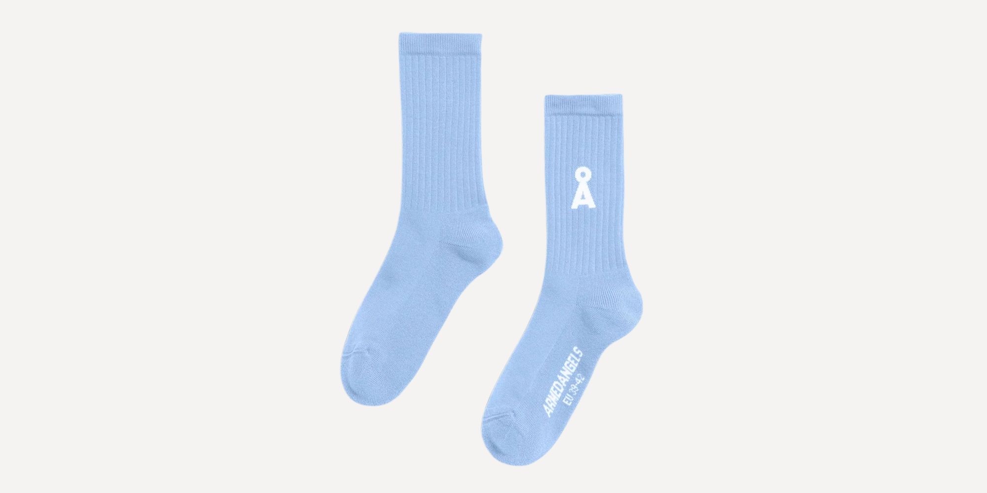 logo-detailed blue socks from armedangels