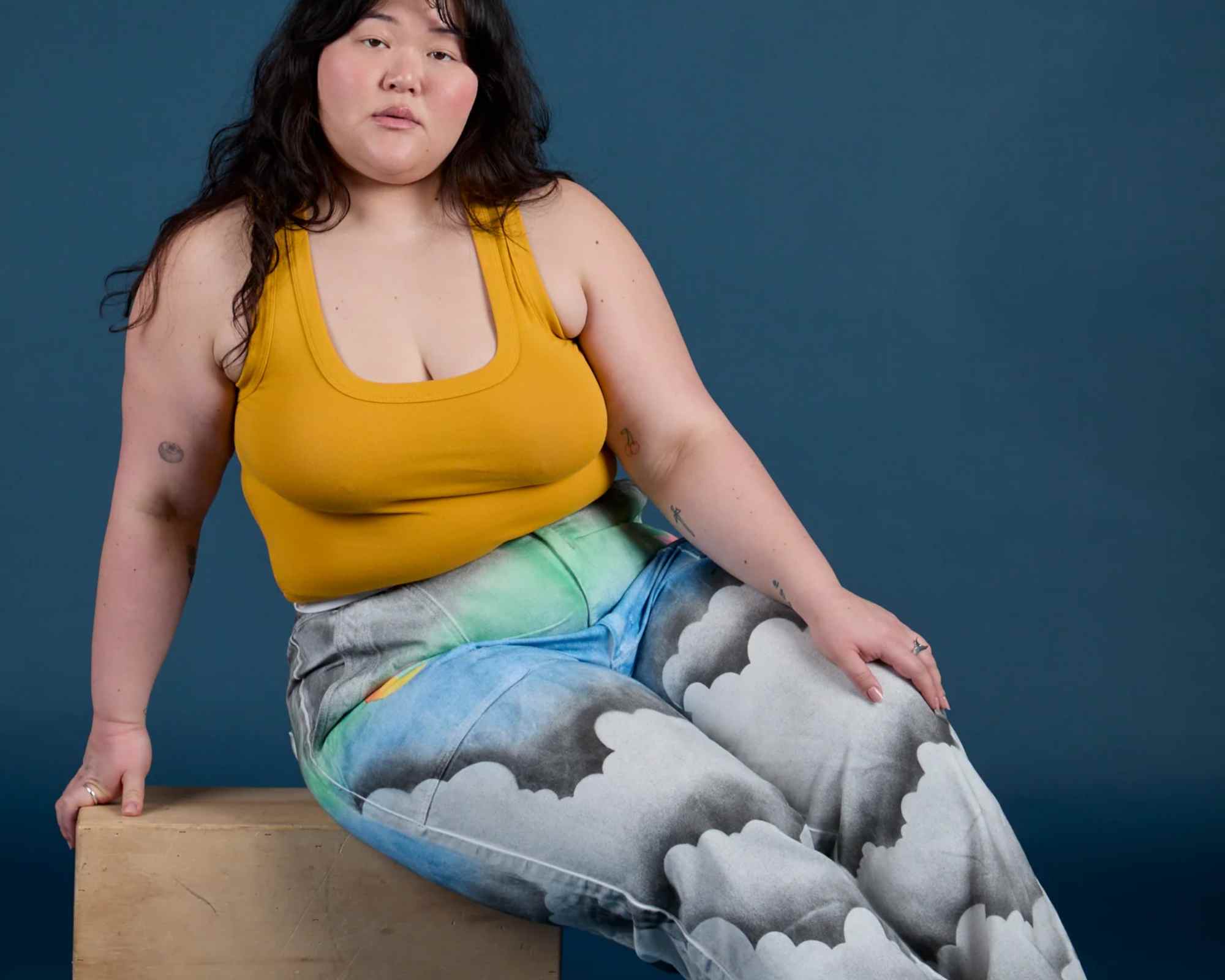 person wearing clothing from size inclusive brand big bud press