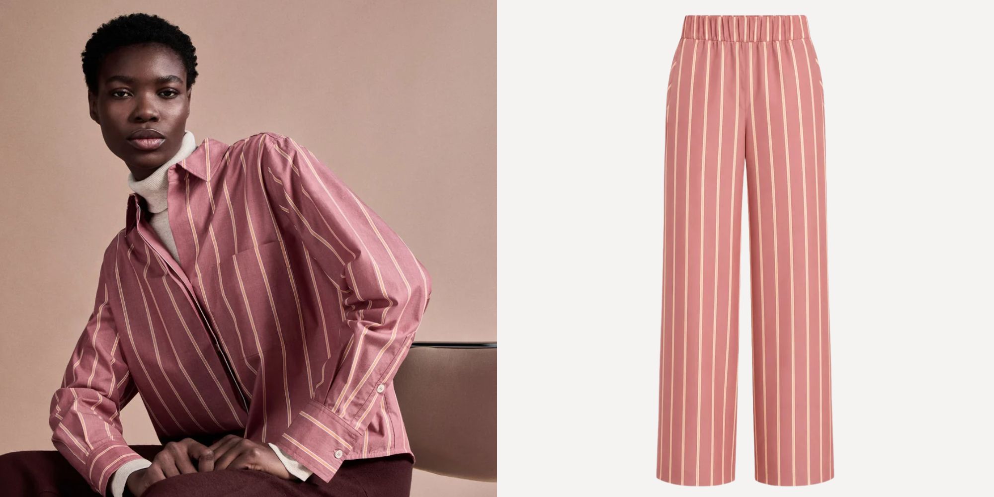 pink striped shirt and trousers from lanius