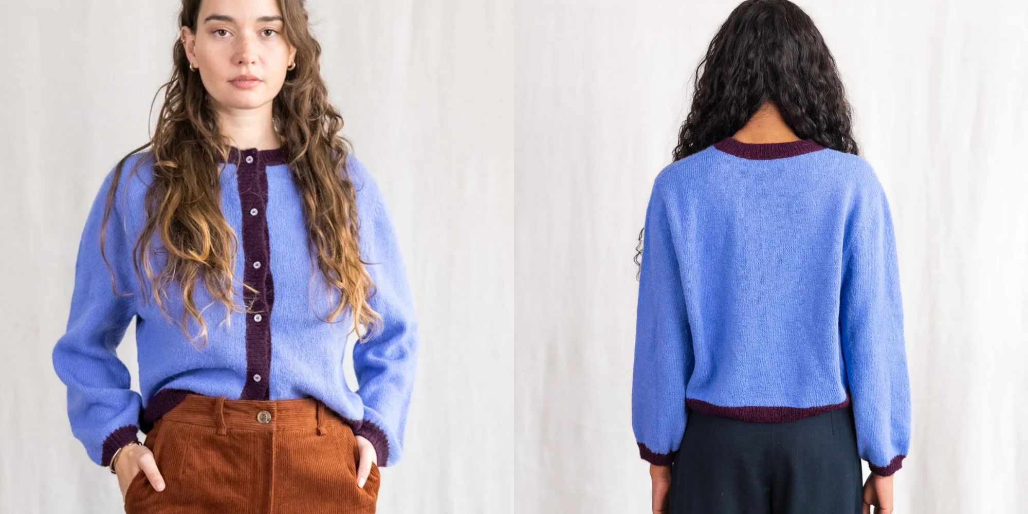 purple colourblock cardigan from jyoti
