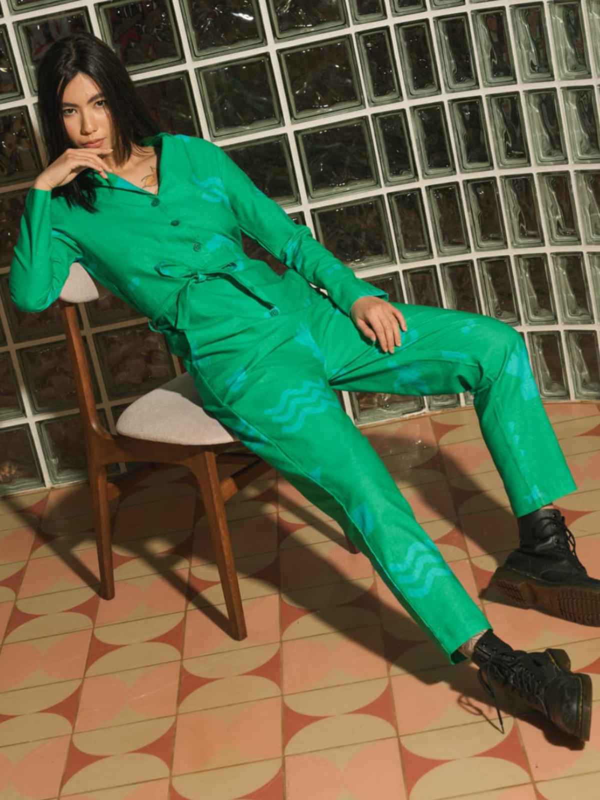 person wearing outfit from wild clouds, a more sustainable alternative to temu