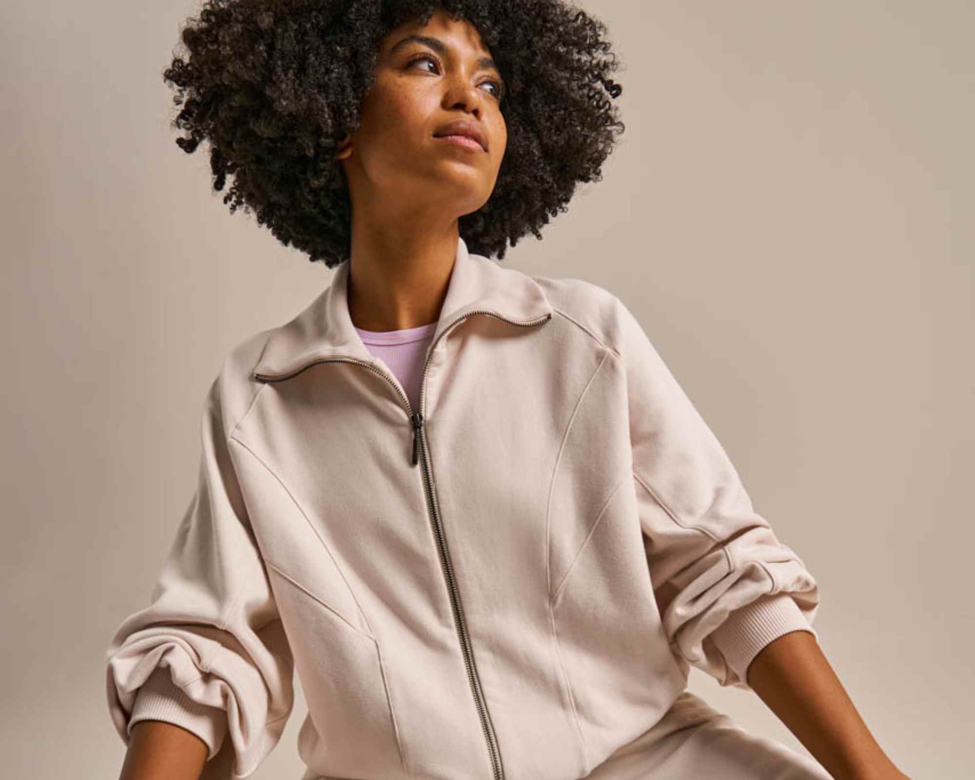 person wearing more sustainable activewear from bam