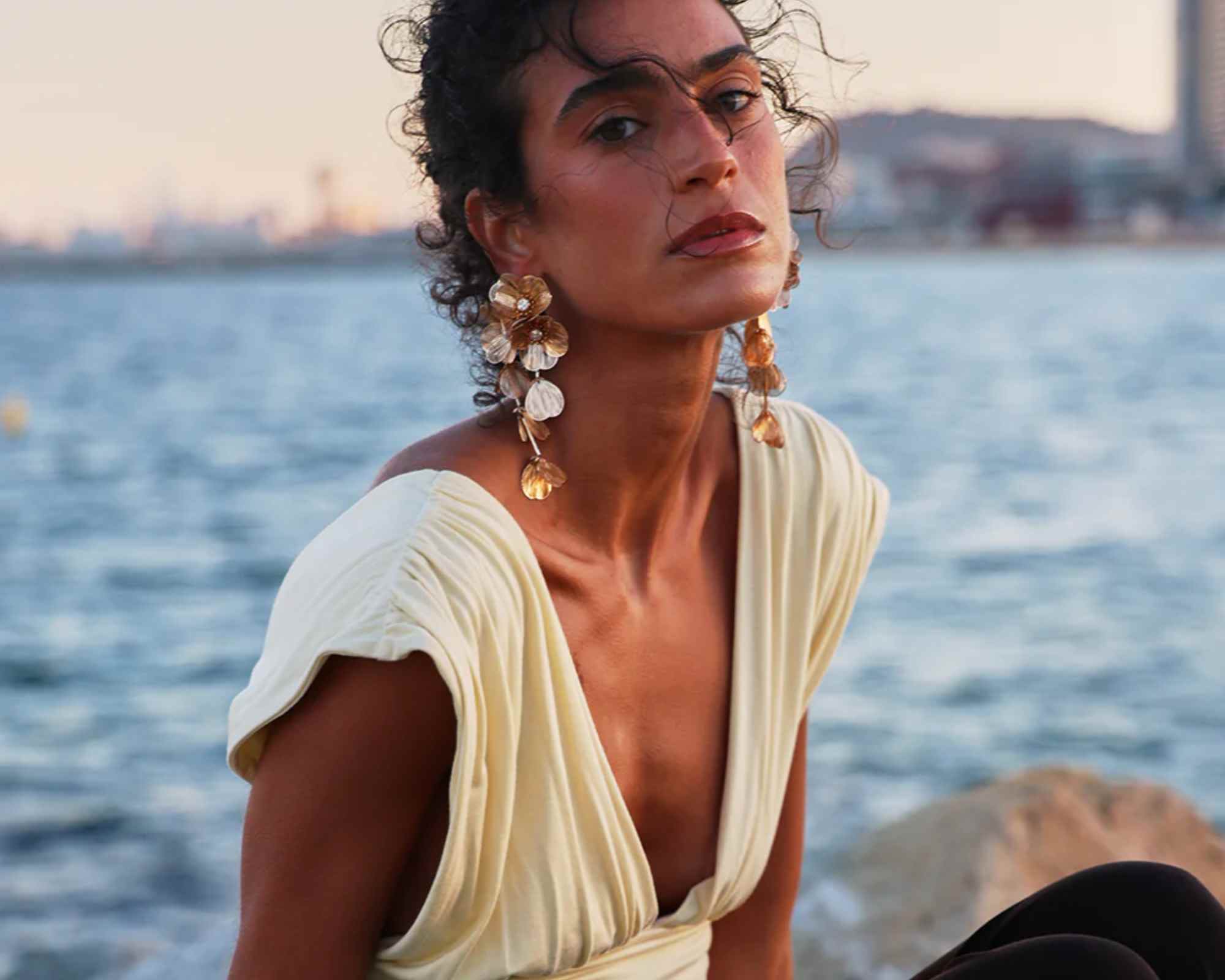 person wearing more sustainable draped top from ninety percent