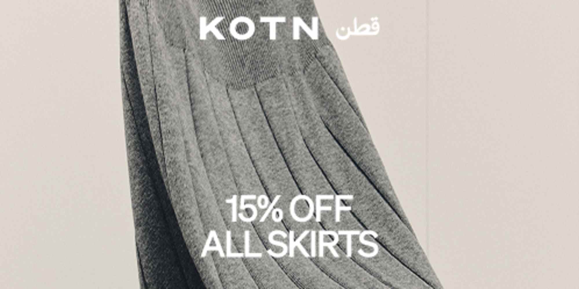 graphic promoting kotn's sale on skirts