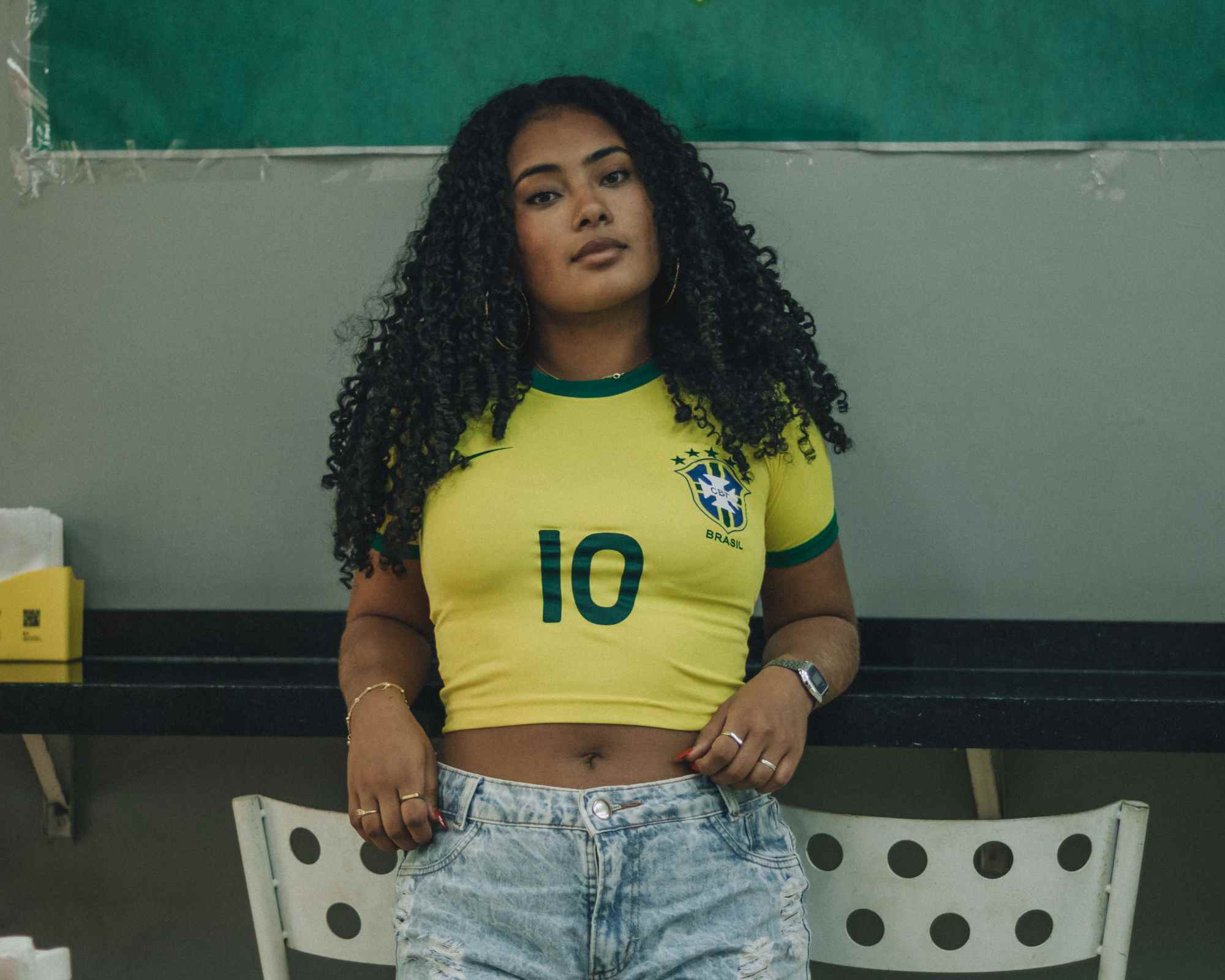 person wearing footbal shirt