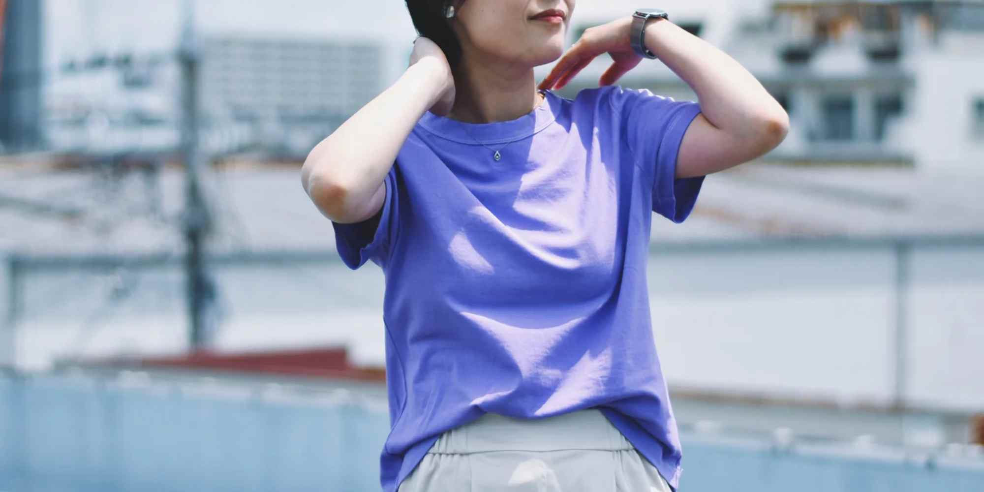 person wearing t-shirt from washi-tech