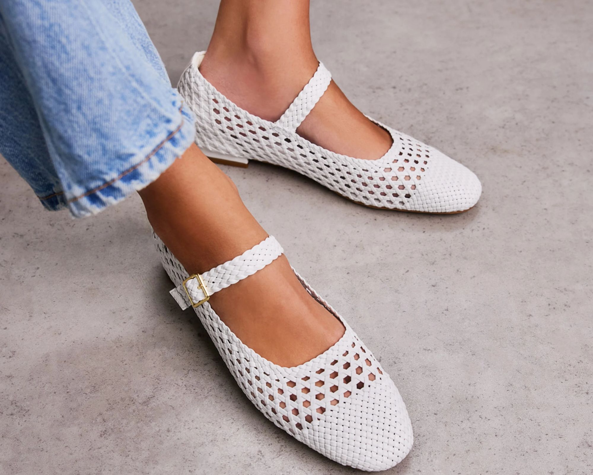 more sustainable woven leather ballet flats from bared footwear