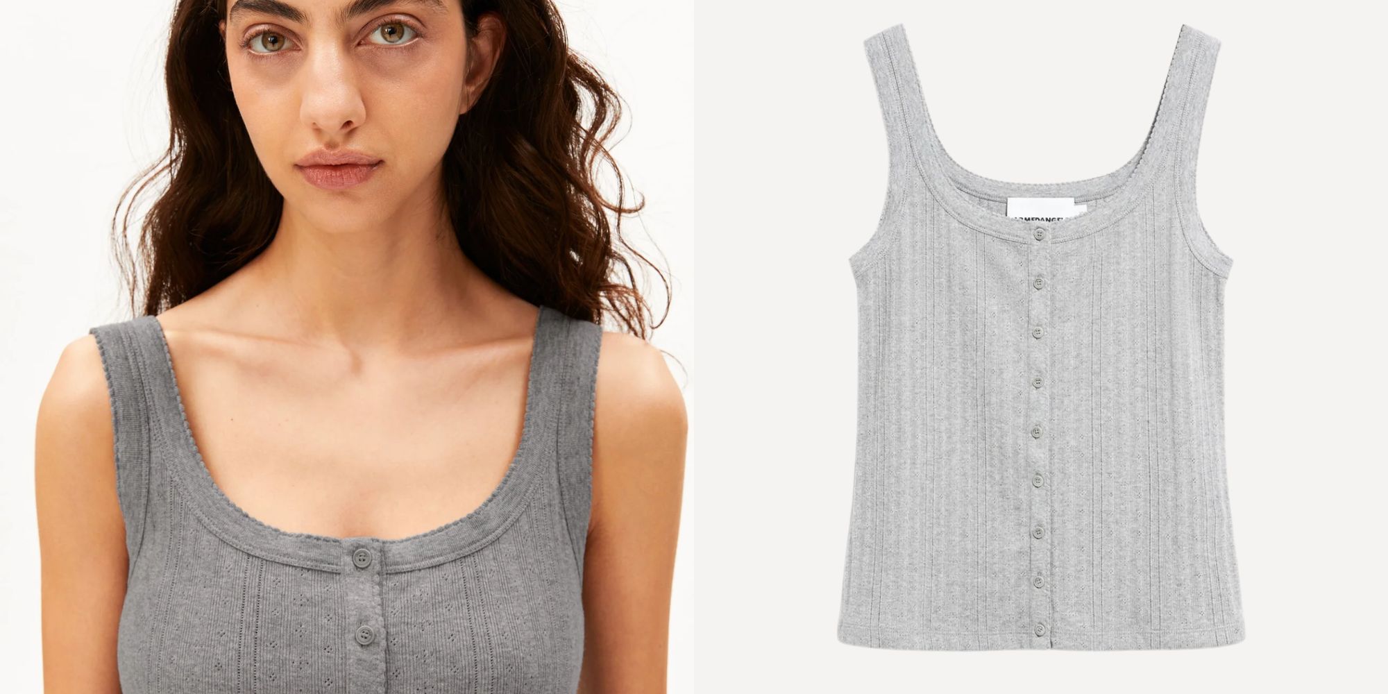 grey pointelle tank top from armedangels
