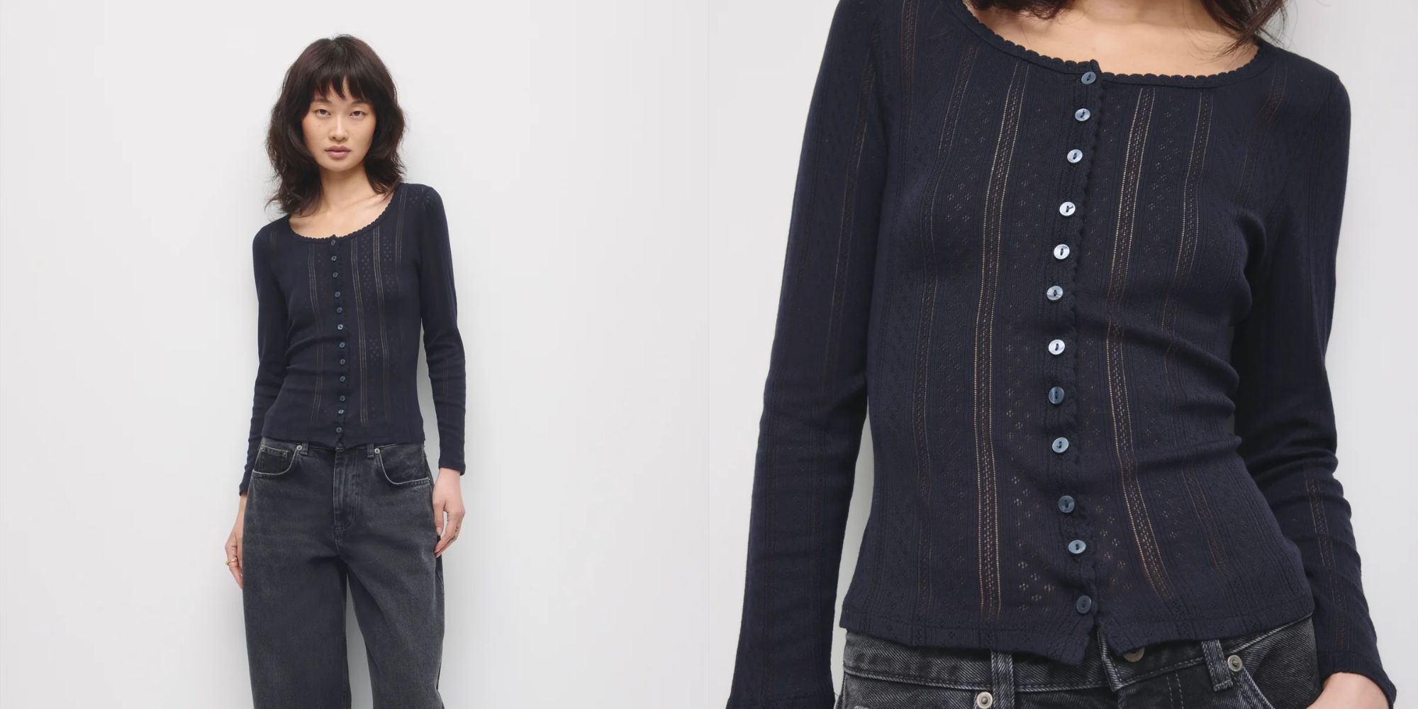 pointelle cardigan from kotn
