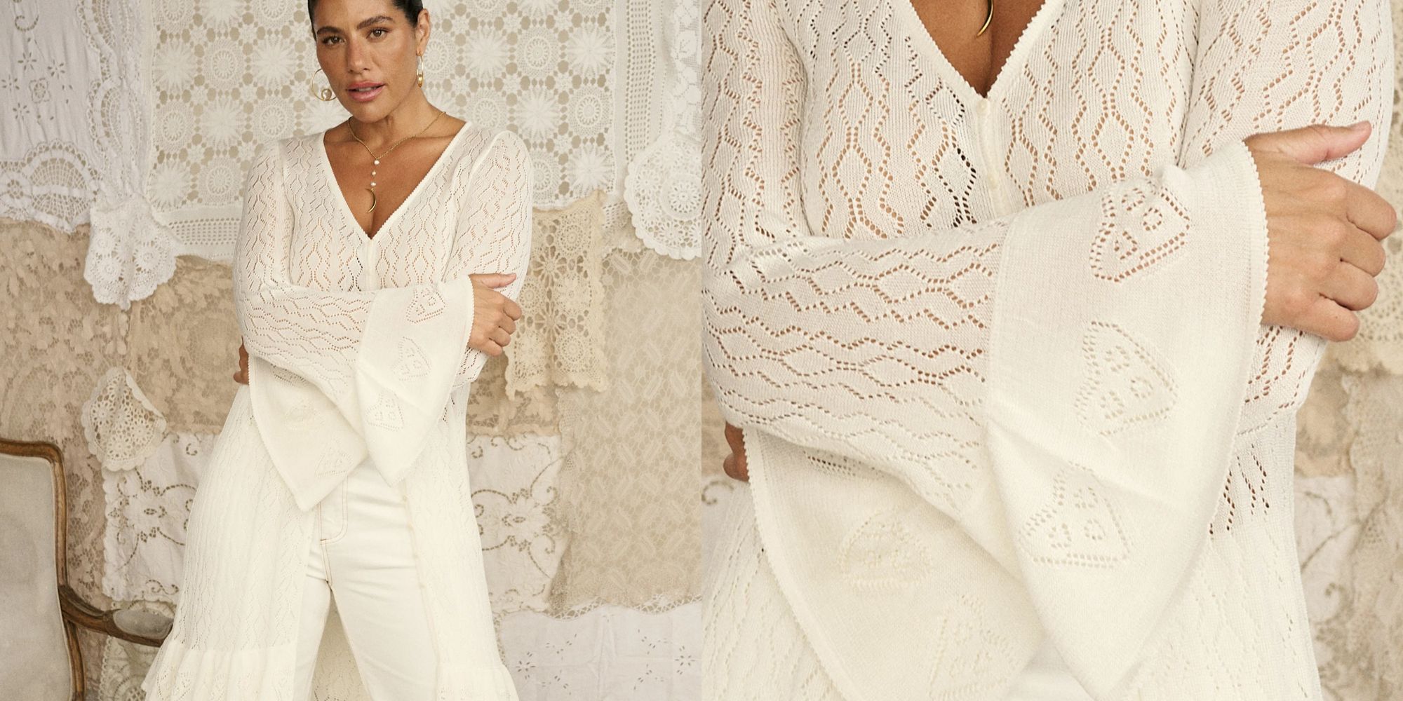 pointelle duster cardigan from spell