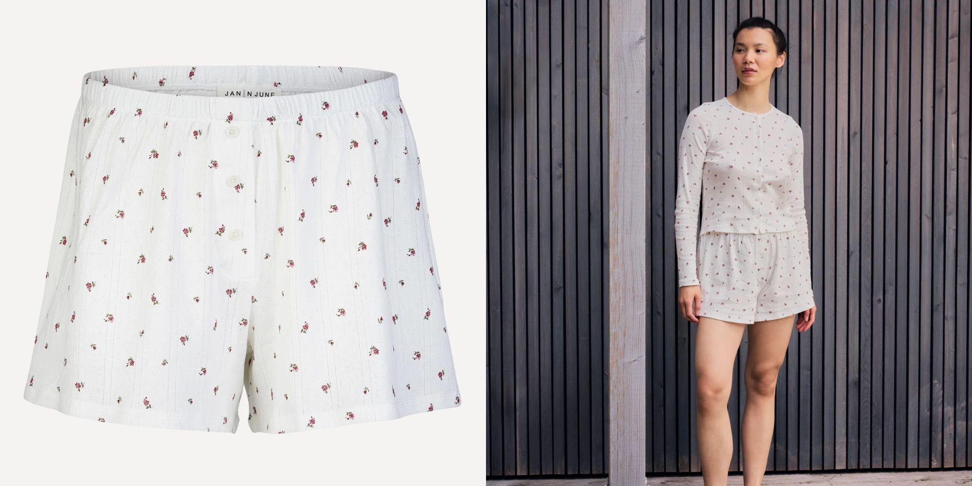 printed pointelle pyjama shorts from jan n june